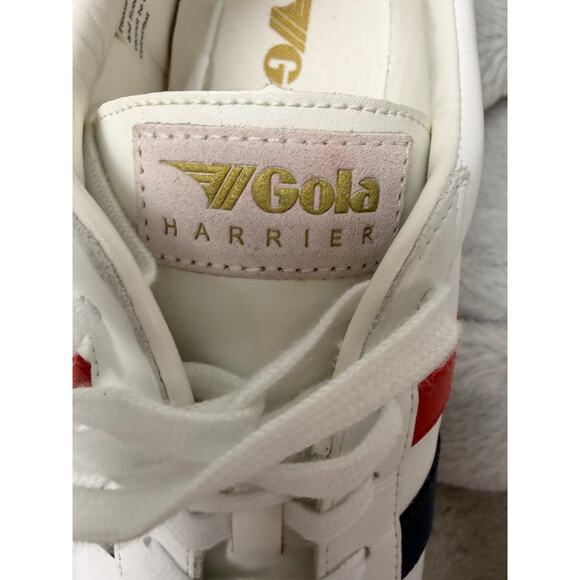 Gola Harrier Leather Sneakers Mens US 13 EU 46 White Red Blue Gum Sole NEW